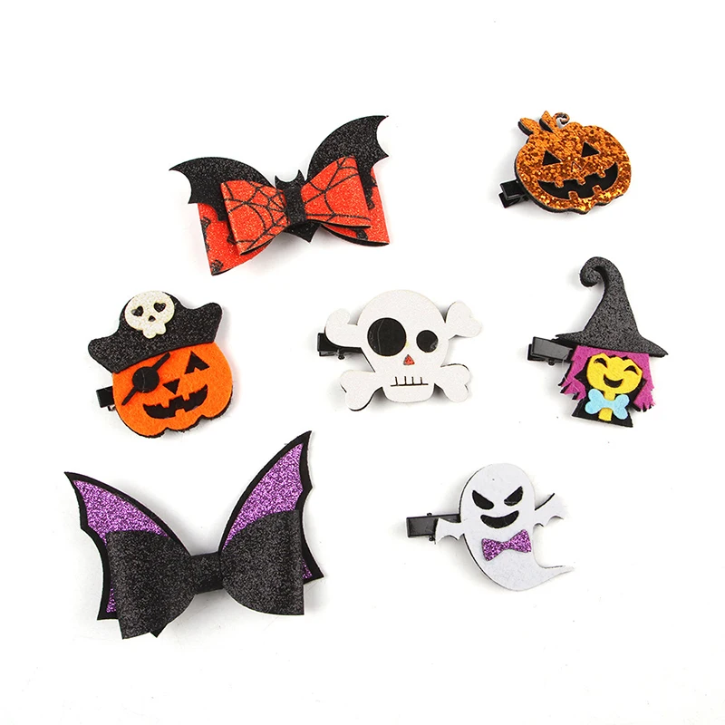 New Halloween Pet Atmosphere Hair Bow Long Haired Cat And Dog Funny Pumpkin Ghost Skull Barrettes Dress Up Hair Accessories