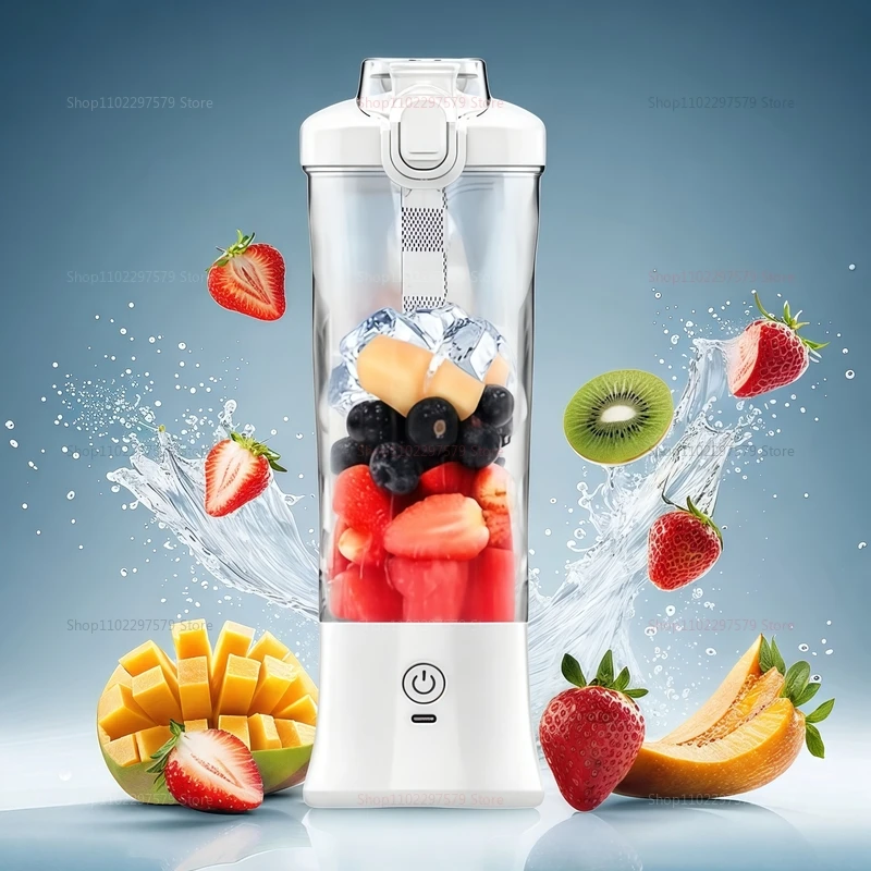 عصارة كهربائية منزلية قابلة لإعادة الشحن بمنفذ USB سعة 600 مل، خلاط فواكه محمول احترافي، خلاط صغير لعصير عصير عصير العصير