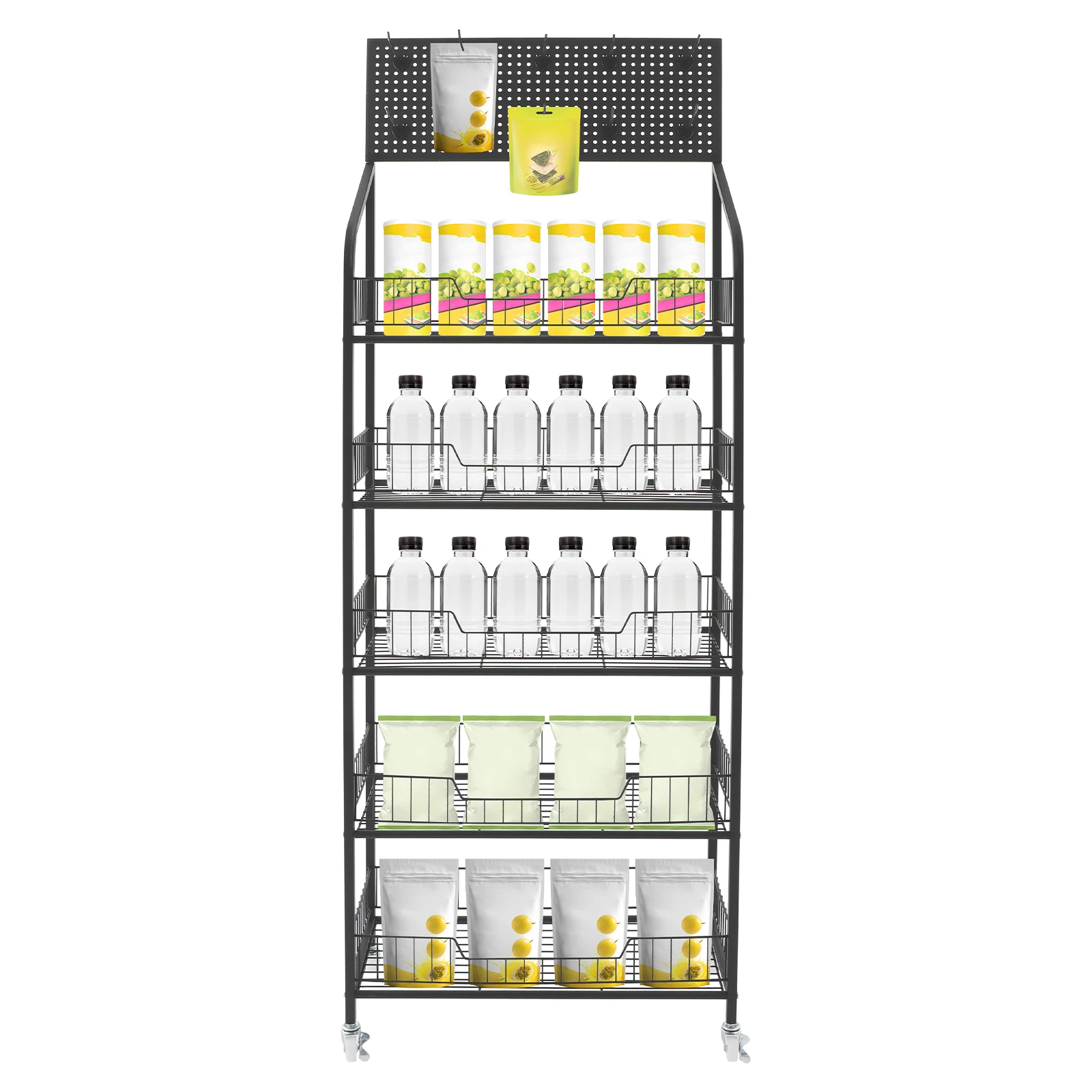 5-уровневая стойка для закусок из конфетной стружки, подставка для закусок, тележка-органайзер с колесами и крючками, розничные демонстрационные полки, стеллажи для продавцов