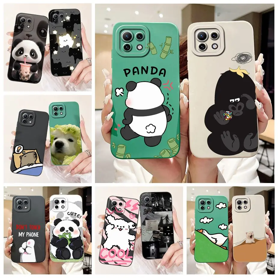 For Xiaomi Mi 11 Lite Case Mi11 Pro Cute Panda Cartoon Cover Shockproof Phone Cases For Xiaomi Mi 11 Ultra Mi11 Lite Soft Fundas