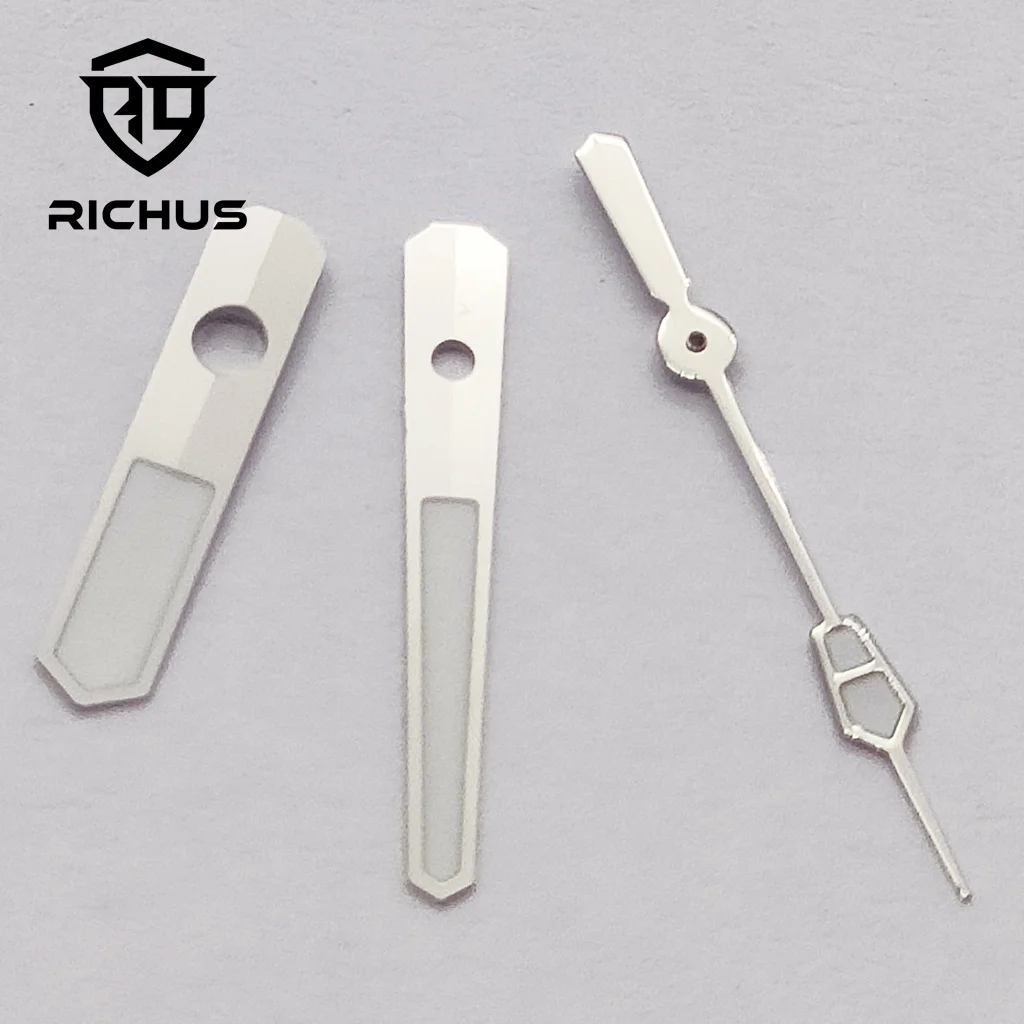 Manecillas de reloj RICHUS NH35, manecillas de reloj de oro rosa y plata, ajuste luminoso verde, movimiento NH34 NH35 NH36