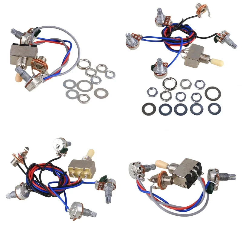 Generic Guitar Wiring Harness Prewired 2 Volumes 2 Tones 4-500k Pots /3way Toggle Switch 1v1t 500k For LP 2 Humbucker itar
