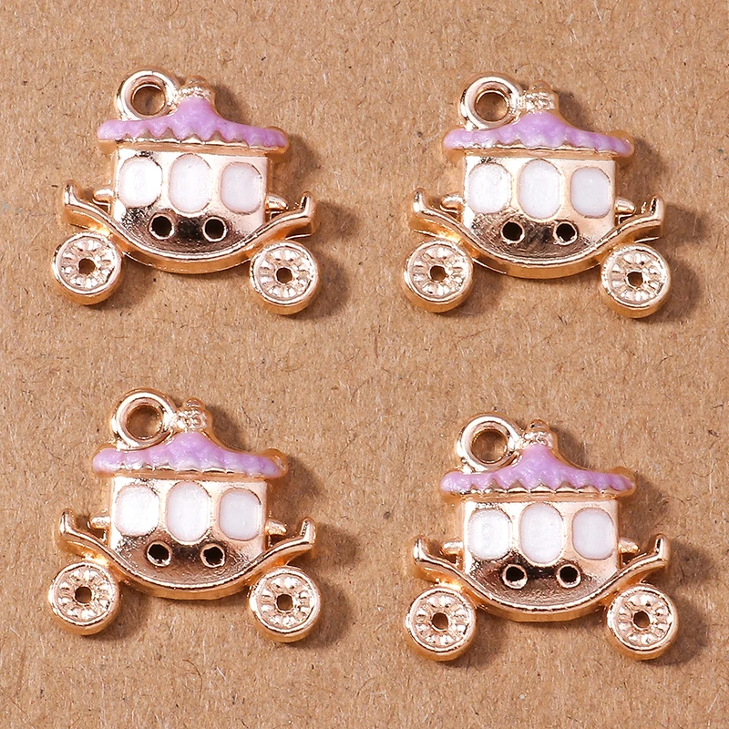 10 Stück 15*14mm Emaille Kürbiskutsche Charms Anhänger für die Herstellung von Ohrringen Halskette Armband DIY Schmuck Zubehör Zubehör – Detail 5