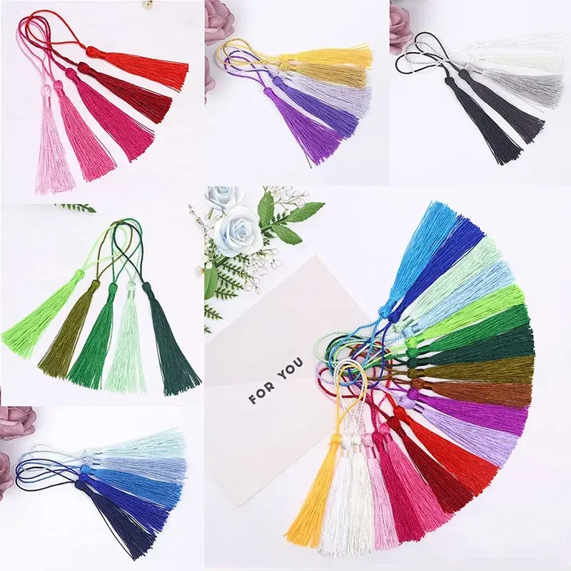 100Pcs 13cm Tassels Bookmark Tassels Silky Handmade Soft Craft Mini Tassels with Loops for Bookmarks DIY Crafts Jewelry Making