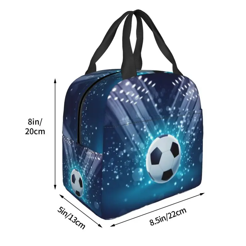 Football Stadium Soccer Ball Pattern Lunch Bag Women Warm Cooler Insulated Lunch Box for School Work Food Picnic Tote Bags