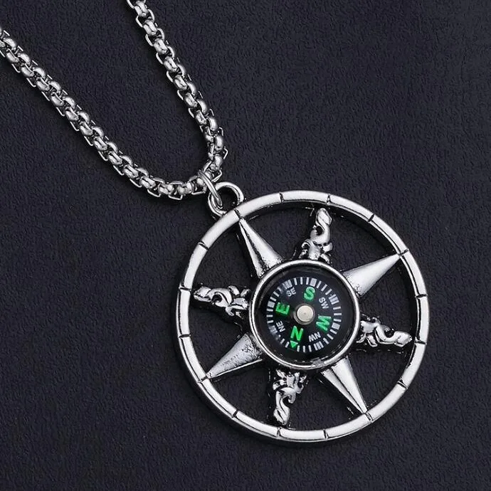 Fashion Compass Pendant Necklace Exquisite High end Stylish Personalized Necklace Bold Versatile Jewelry Accessory for Men