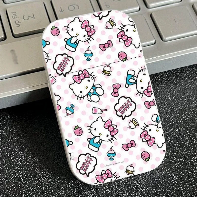 Hello Kitty Kerosene Lighter Windproof Grinding Wheel Hello Kitty Cute Powder Cartoon Cute Boyfriend Flip Cigarette Lighter