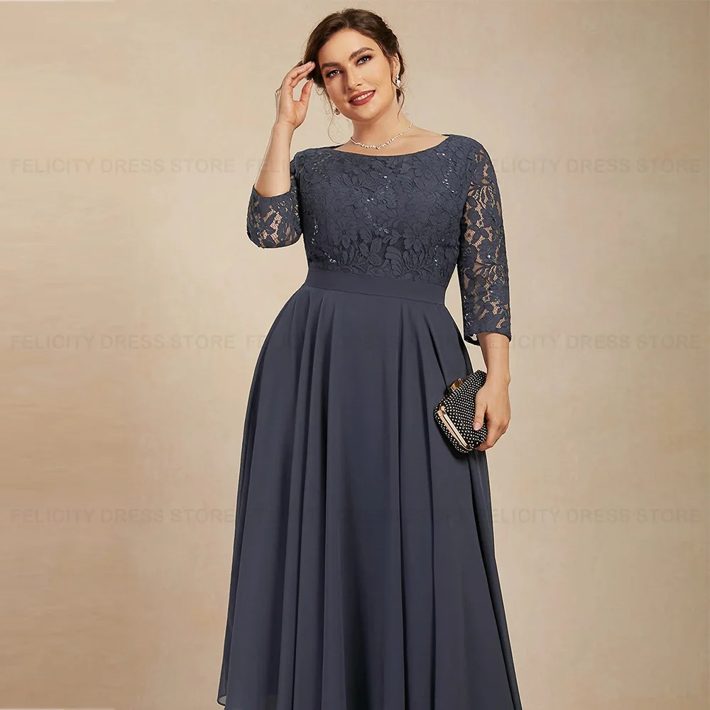 Elegante A linha Chiffon Lace Vestidos para a mãe da noiva, Scoop Dress, Vestidos de casamento, Lantejoulas Robes, Plus Size, 2023