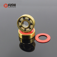 Skateboard 608-TIG Bearings 8x22x7mm ( 2 PCS ) ABEC -9 608 V RS Surface Gold Titanium Plating Nylon Cage 608 Ball Bearing