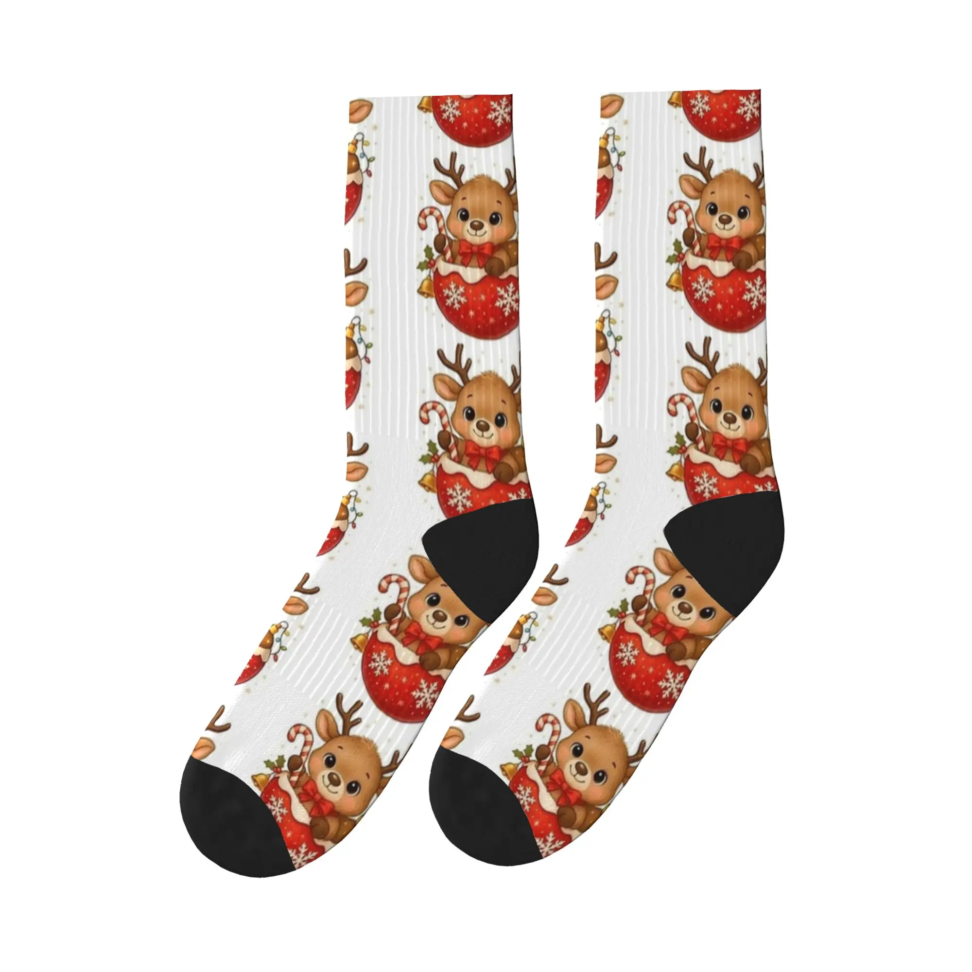 

Милые рождественские детские носки с оленями, противоскользящие чулки унисекс, мужские дышащие носки для скалолазания, осенние повседневные носки с рисунком
