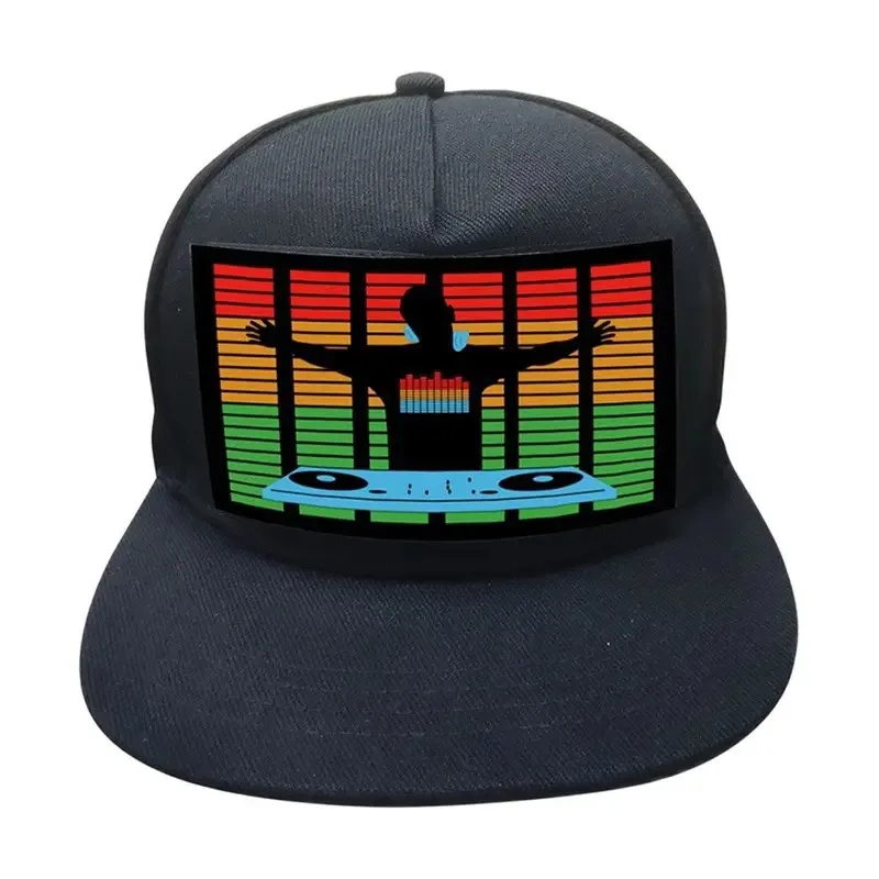 

TOPLIVING LED Hat Cold Light Film Hat EL Luminous Hat Men And Women Stage Personality Night Club Bar Hip Hop Hat Party Wedding D