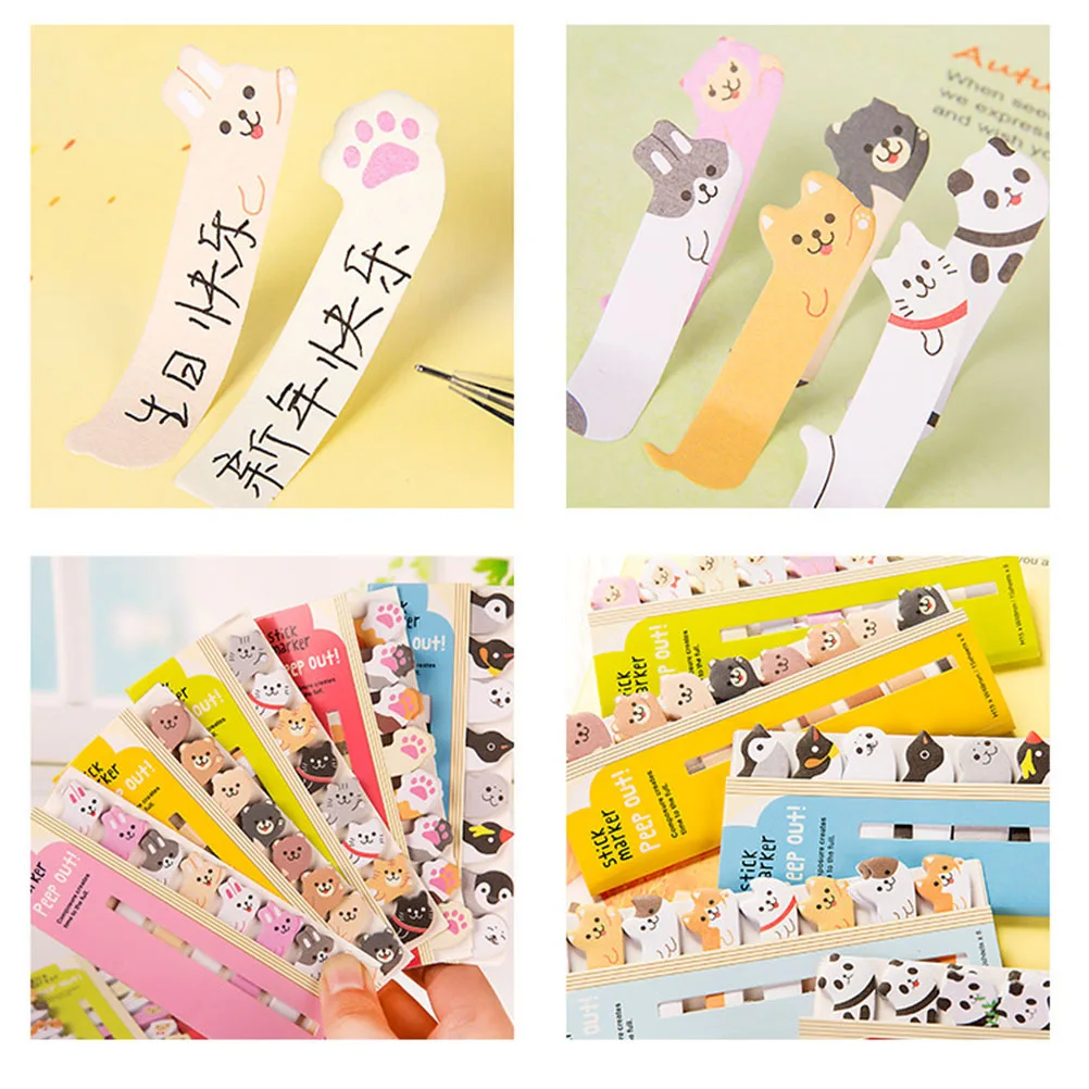 Marcapáginas de animales Kawaii, banderas autoadhesivas, notas para leer diarios, suministros escolares y de oficina, almohadilla autoadhesiva, 2 uds.
