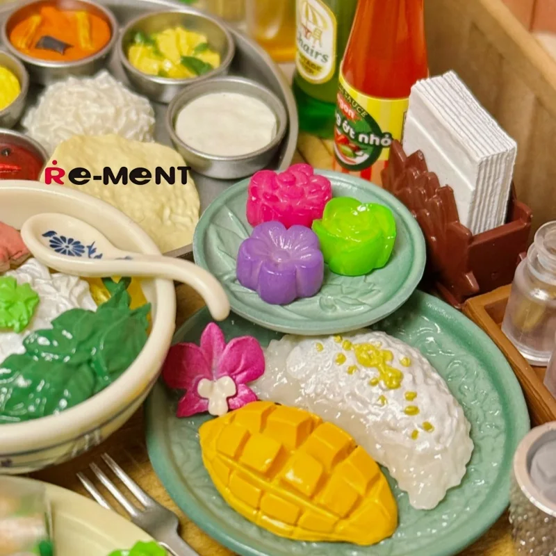 Figuras originales Re-Ment, comedor asiático, caja ciega de muestra Petit, escena en miniatura, juguete de dulces, colección de adornos, regalo para niños