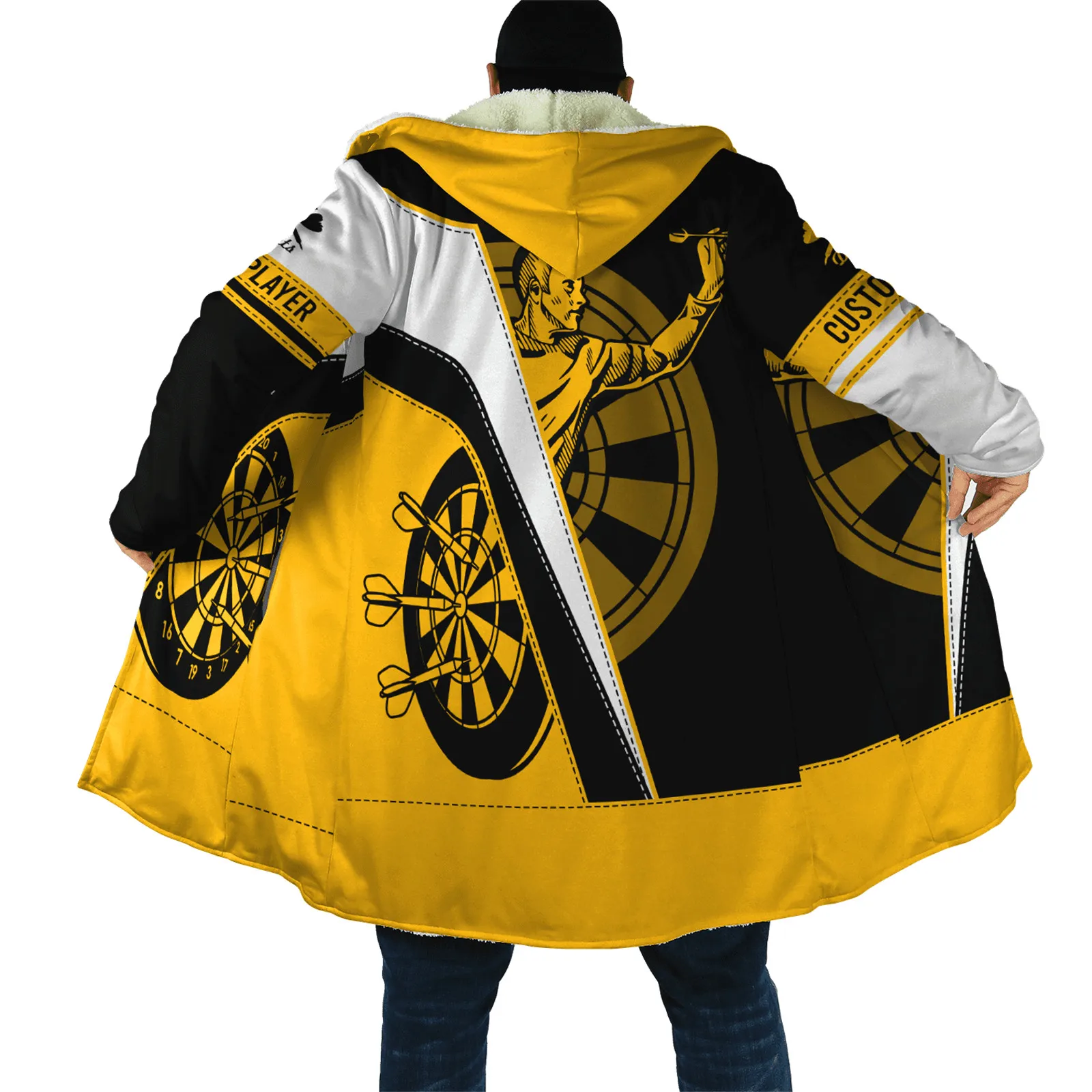 HX Winter Cape DIY Name Bier Muster Tattoo Spiel 3D Drucken Mit Kapuze Mantel für Männer Winddicht Fleece Cape Mit Kapuze Decke Dropshipping