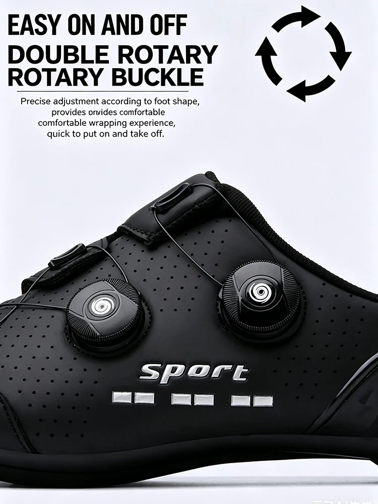 Herren- und Damen-Mountainbike-Schuhe, professionell, atmungsaktiv, harte Sohle, verstellbarer Knopf, MTB-Cleat, rutschfest, Offroad-Fahrradschuhe S – Detail 7
