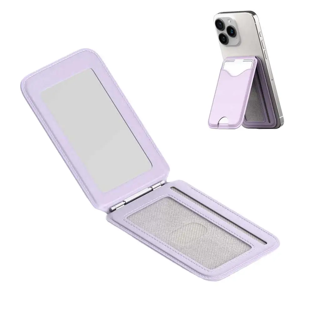 Magnetischer Kartenhalter-Ständer mit Spiegel, Verstellbarer Ständer, PU-Kartenhalter, Handyhalterung für iPhone 17 16 15 14 13 12 – Detail 29