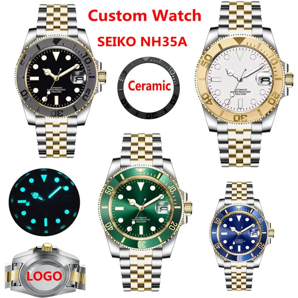 

Custom Men's Watches Luxury Wrist Watch for Men 40MM 100M Waterproof Luminous Male reloj Sapphire Ceramic Bezel Sport Male Clock