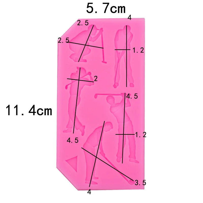 Sports Theme Silicone Mold Rugby Golf Football Player Contour DIY Cake Decoration Accessories Resin Mould A582