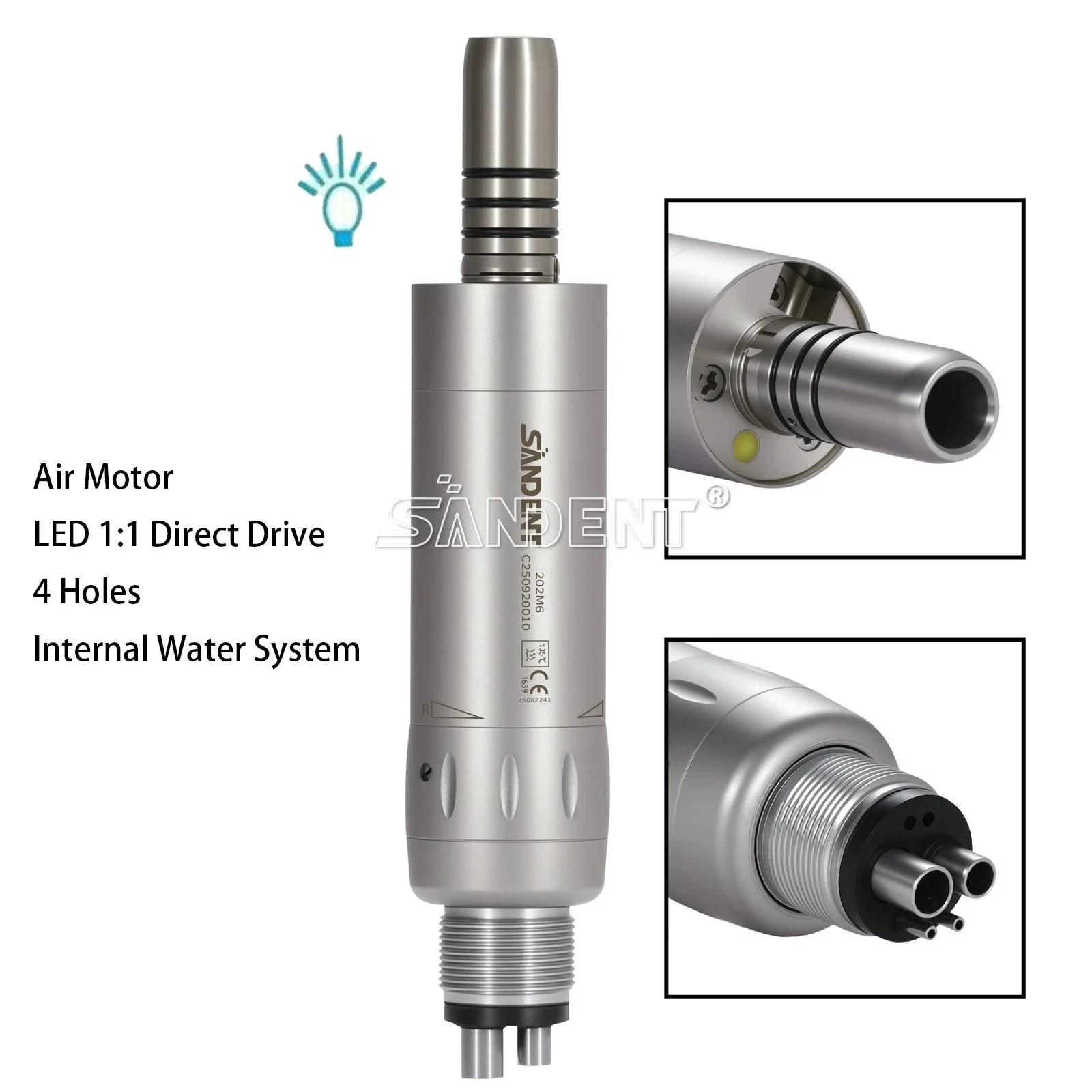 Dental Slow Low Speed Motor 4 Hole Air Motor Inner Water Spary Fiber Optic LED E-generator