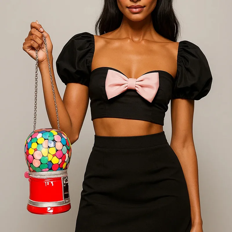 Fashion Luxury Designer Bags Red Hot Air Balloon Shape Handbag Party Clutch Bag for Women Purses Shoulder Chain Bag Pu Leather view 3