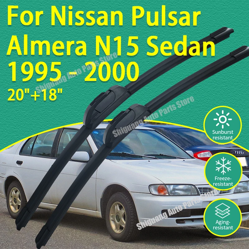

Front Silicone Coating Wipers for Nissan Pulsar Almera N15 Sedan 1995 - 2000 Car Wiper Windshield Windscreen Blades Accessories