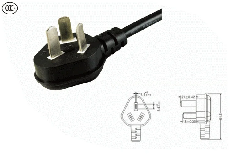 0.2M CN 3 Pole Plug To IEC60320 C13 AC Power Cable Short Portable Cord 20cm For Computers LED Display Printer Rice Cooker Black