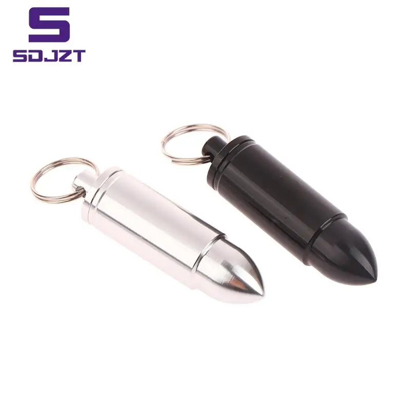 Bullet-llavero de Metal impermeable para exteriores, botella de medicina portátil, almacenamiento sellado, botella de Medicina de primeros auxilios, venta al por mayor