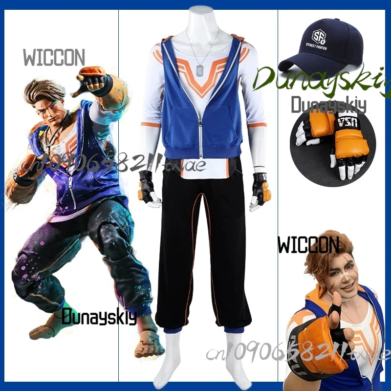 مجموعة أزياء الرسوم المتحركة Sttreet Figgghter Luke التأثيرية لشخصية اللعبة نفس أزياء تنكرية ملابس كاملة للهالوين