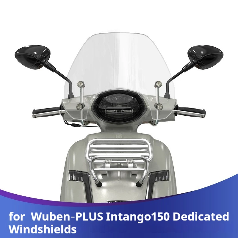 For Wuben‑PLUS Intango150 Retro Scooter Modified Front Windscreen, Heightened Transparent Hand‑Guard Wind Deflector Visor Panel