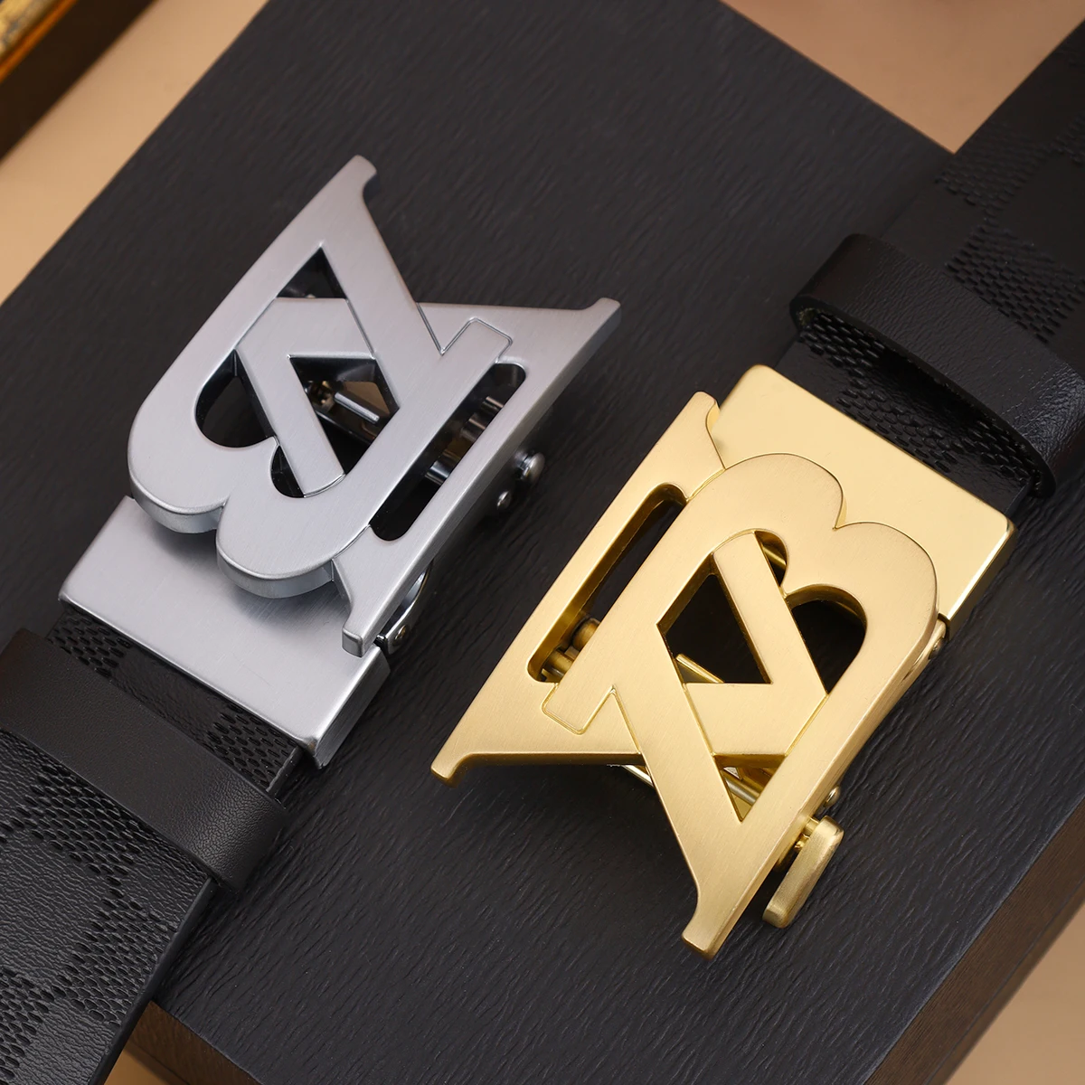 حزام رجالي من الجلد الطبيعي بتصميم بإبزيم تلقائي، إكسسوارات كاجوال للأعمال على الطراز العتيق، اختيار مثالي للهدايا للرجال #2