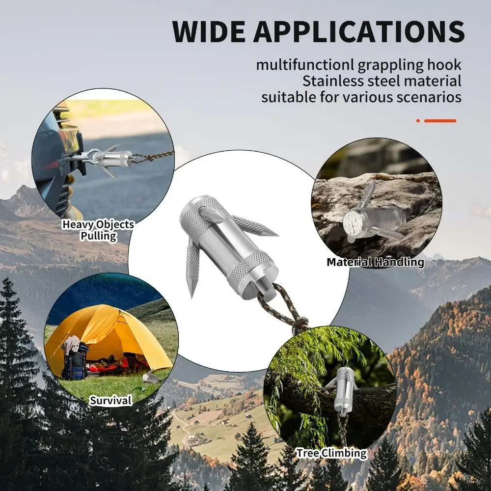 

Трехзубчатый захватный крюк из нержавеющей стали, складной, для альпинизма, конструкция из нержавеющей стали, четырехзубчатый крюк из нержавеющей стали