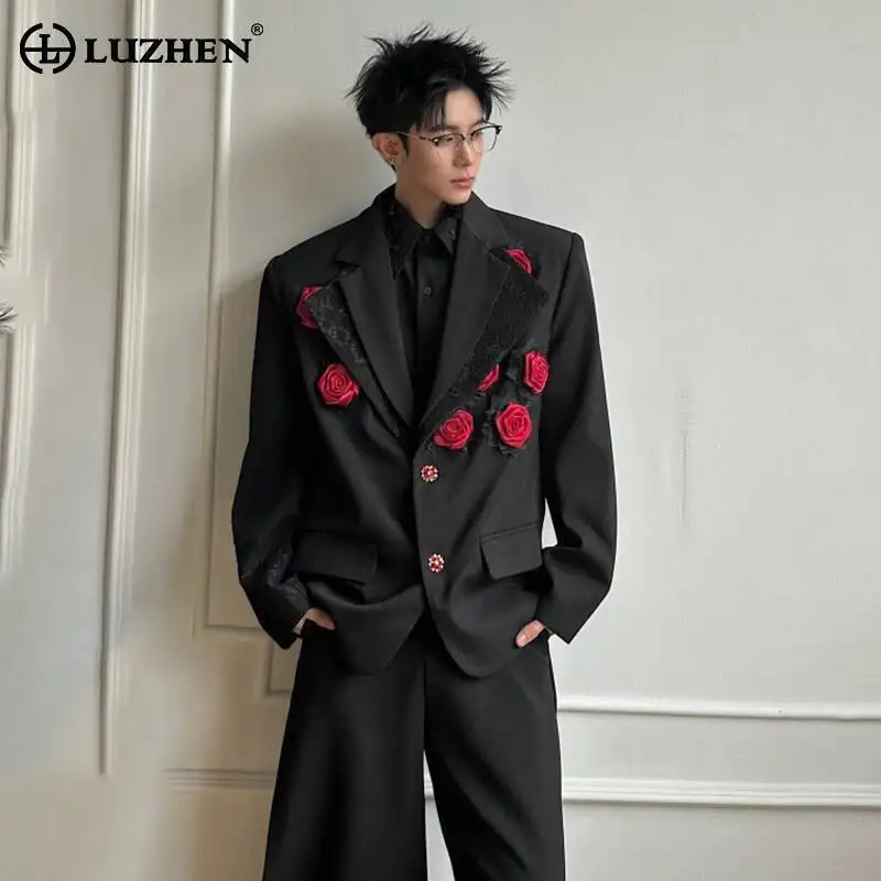

LUZHEN 2026 Double Layer Neck Three-dimensional Patchwork Design Blazer Coat Men's Fashion Handsome Elegant Luxury Jacket JY6779