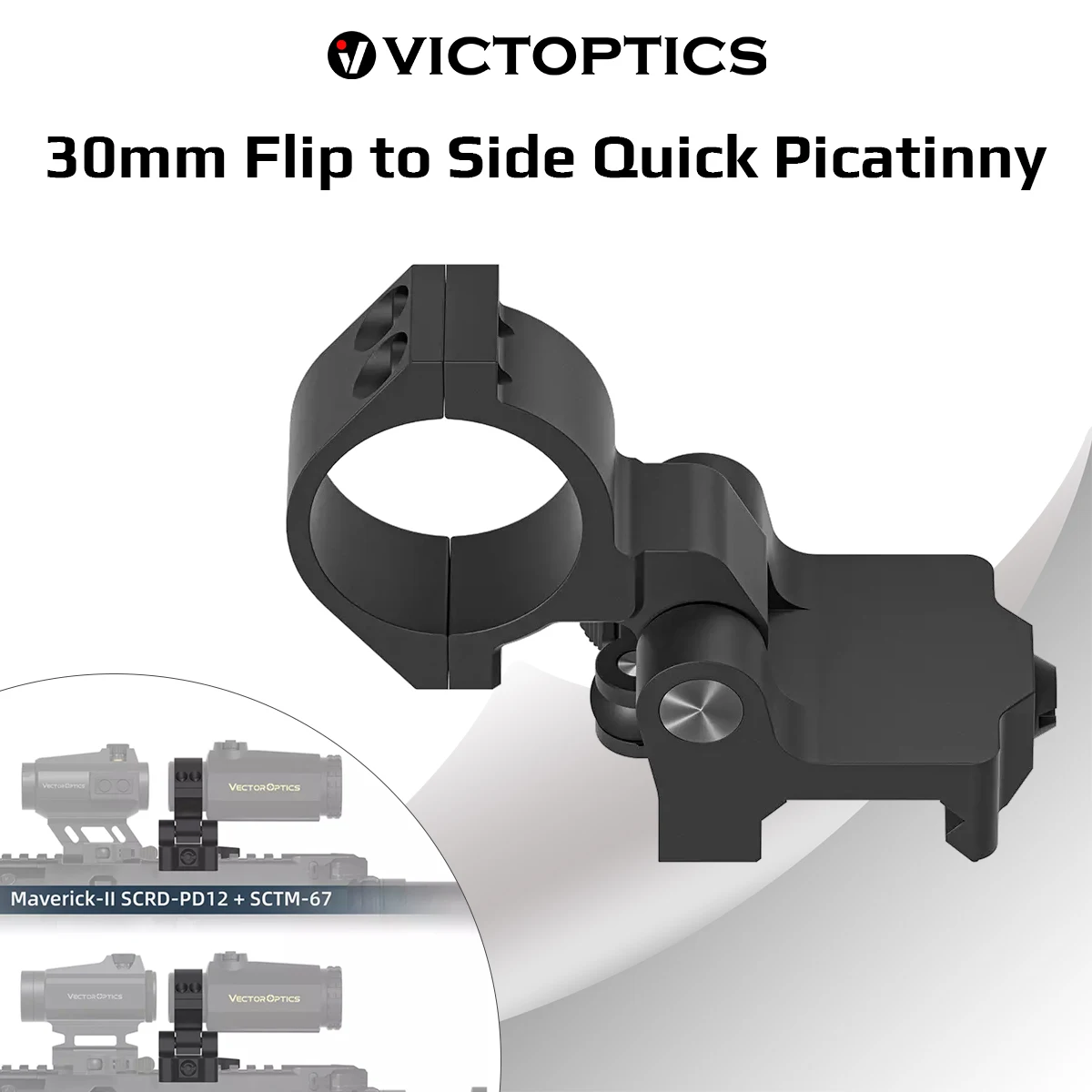 Vector Optics 30Mm Flip To Side Quick Picatinny Mount Ring for Red Dot Sight Magnifier Ar Rifle Quick Release Scope Mount