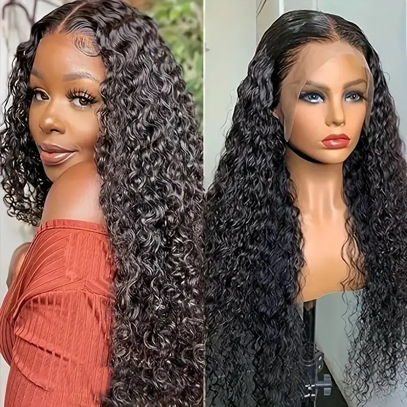 Rosabeauty 250% Density HD 13X6 Transparent Deep Water Wave curly Lace Frontal Wigs 30 40 Inch 13X4 Front Human Hair Wig