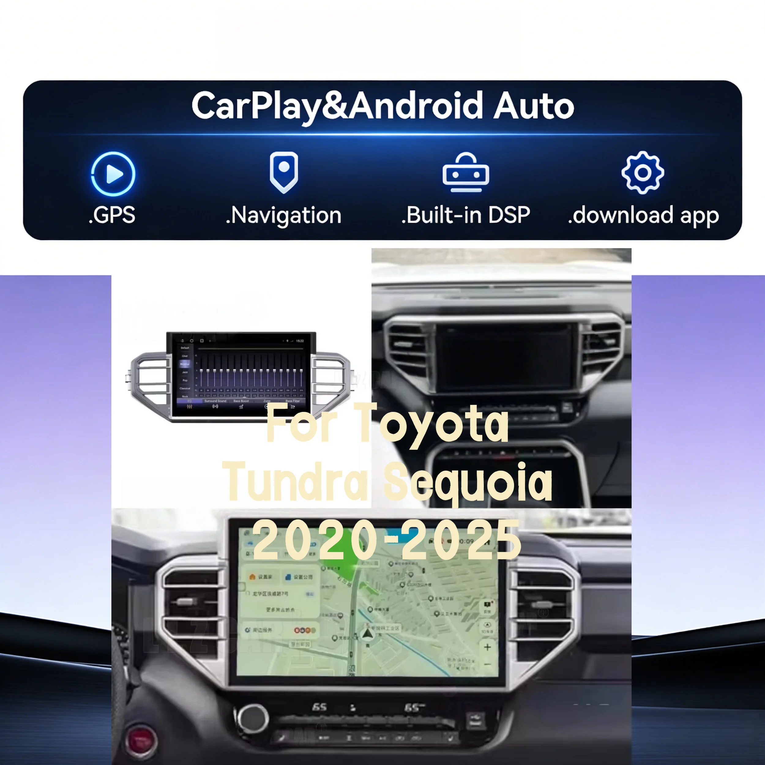 

13,3-дюймовый сенсорный экран Android для Toyota Tundra Sequoia 2020-2025: автомобильная магнитола, аудиосистема, мультимедийный плеер, головное устройство с Carplay
