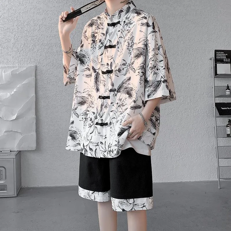 

New Chinese Style Floral Shirt Men's Fashionable Four Seasons Floral Print Casual Shirt Comfortable Breathable Quality Fabric
