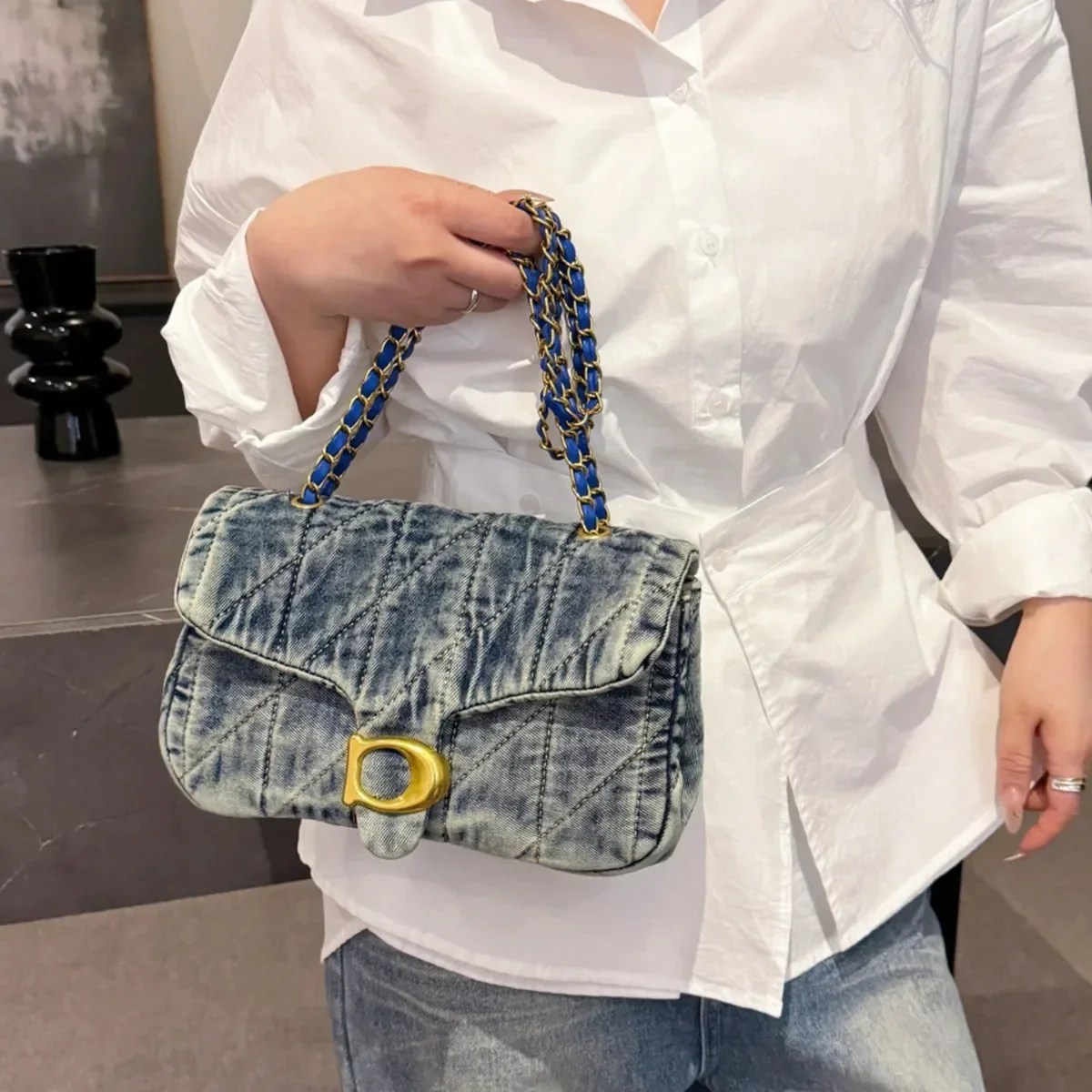 

2025 New! Hong Kong Style Retro Denim Underarm Bag for Women - Summer's Hottest Fashion