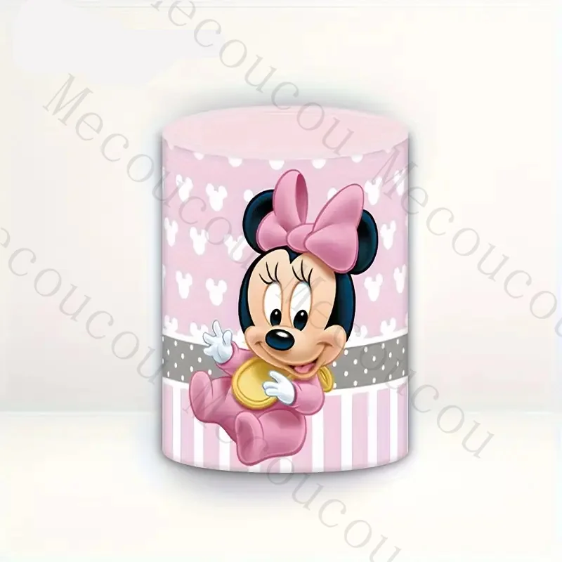 Couverture de cylindre de souris Mickey Minnie, toile de fond pour réception-cadeau pour bébé, enfants filles garçons, fête de 1er anniversaire, couvertures de cylindre de souris personnalisées