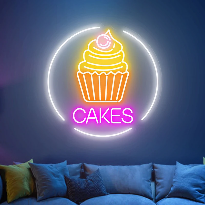 Imagem -02 - Cupcake Neon Sign Cakes Cozinha Neon Wall Art Jantar Bar Night Light Feito à Mão Fast Food Sweet Shop Wall Decor