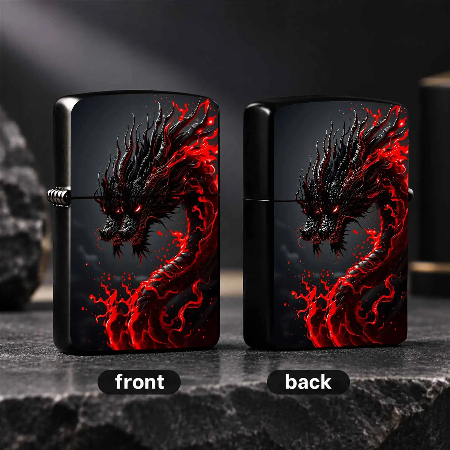 Dark Flame Dual-Headed Dragon Lighter, Stylish Mystical Eastern Beasts Themed Portable Ignition Tool, Perfect For Camping, Home, Travel, Daily Use, Ideal Gift Choice For Fantasy Lovers, Durable Exquisite Craftsmanship Fo A Humorou And Inter