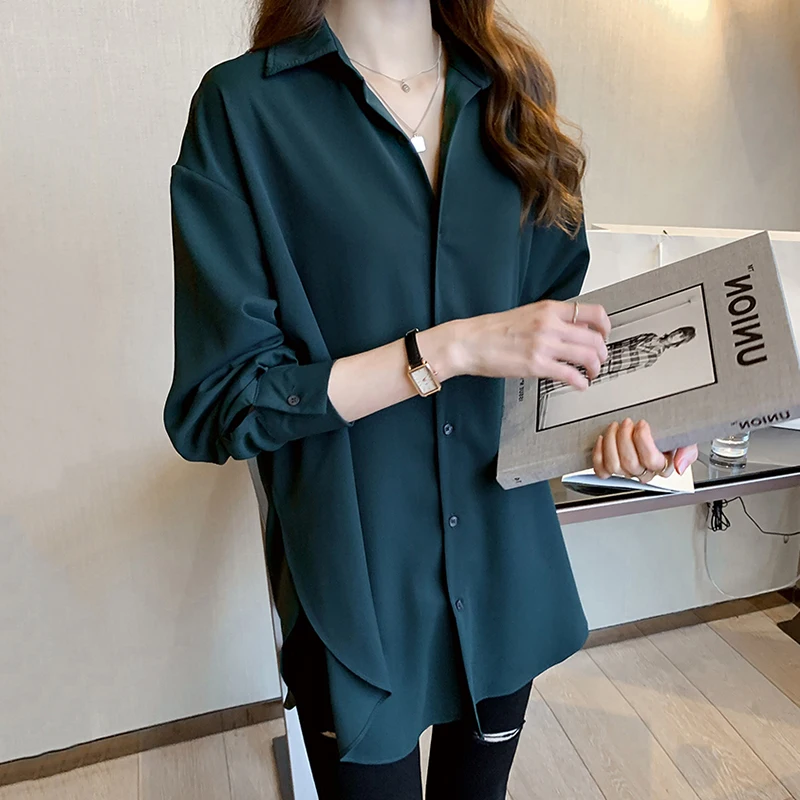 

Loose Long Sve Chiffon irt Women's Spring Autumn plus Size Brand Button Dongmen Women's Clothing Straight Korean Sle