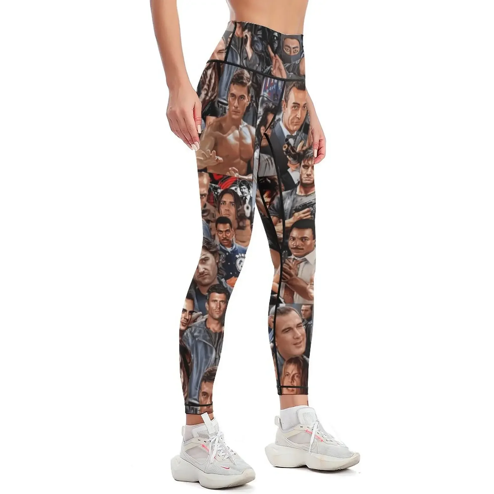 Collage Of Action Heroes Leggings Women's high waist gym's sportswear Womens Leggings