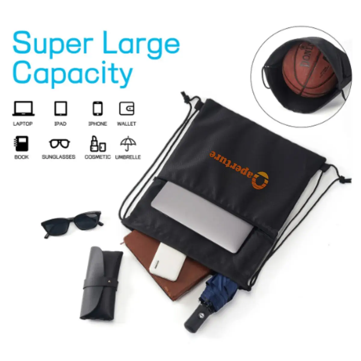 Portal Aperture Science Outdoor Sports Drawstring Pocket Simple Backpack Ransel Kebugaran Pria dan Wanita