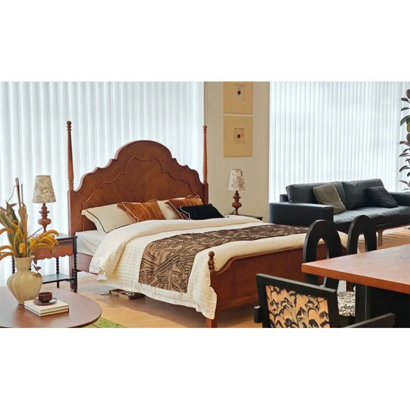 American Style Luxury Solid Wood king Size Bed Modern Design Apartment Hotel Specific Bedroom Furniture Set king Size Bed