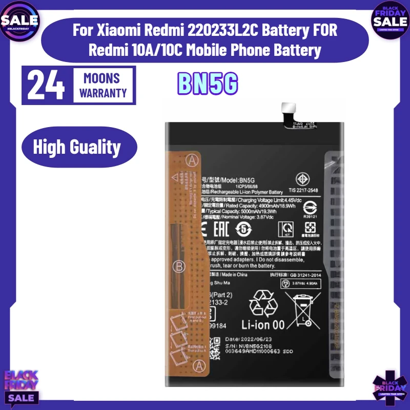 

High Quality Battery BN5G for Xiaomi Redmi 220233L2C Battery FOR Redmi 10A/10C Mobile Phone Battery