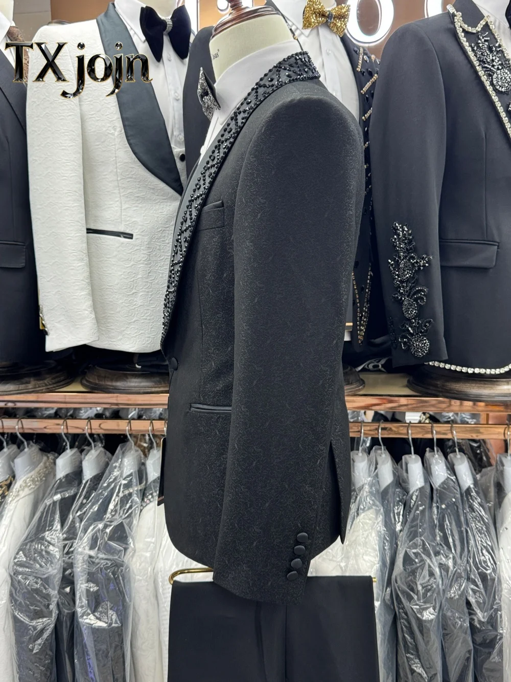 عالية الجودة مطرز تويد واحدة الصدر الرجال 2 قطعة سترة متطورة دعوى حفلة رسمية حفلة موسيقية مجموعة الزفاف لزفاف العريس #2