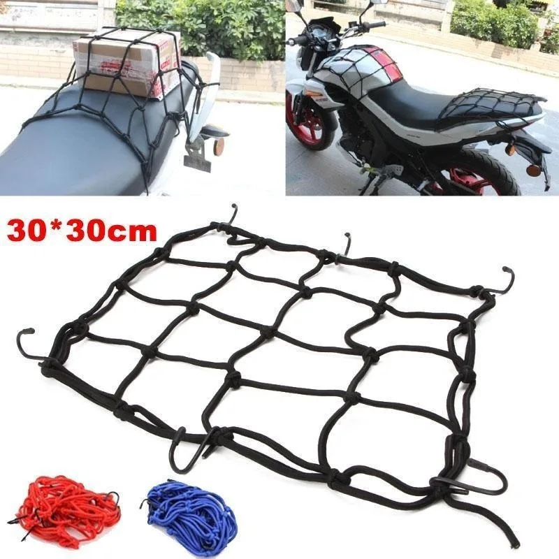 Motocicleta Bagagem Mesh Net, 6 Ganchos, Segure, Tanque de Combustível, Web Styling, Carga Ajustável Net, Moto, Bicicleta, Alta Qualidade