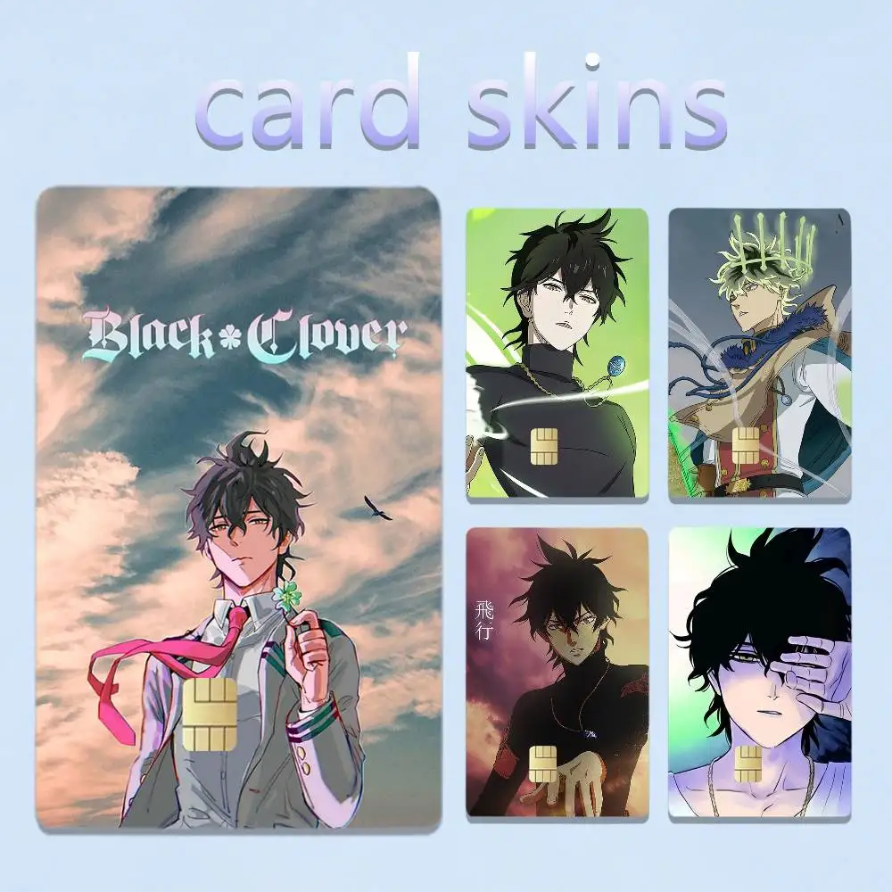 Black Clover Y-Yuno 4pcs 1Set Laser Holographic Sticker Skin Cover for Credit Bank Debit Card