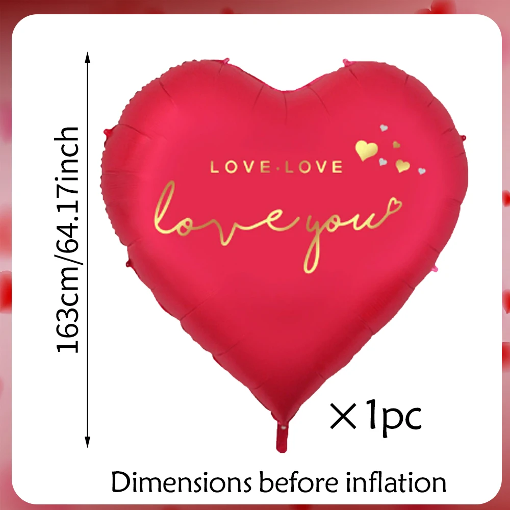 1 Stück Übergroßer 63 Zoll "Love You" Aluminiumfolien-Liebesballon für Valentinstag, Hochzeiten, Jahrestage und Geburtstagsdekorationen – Detail 2
