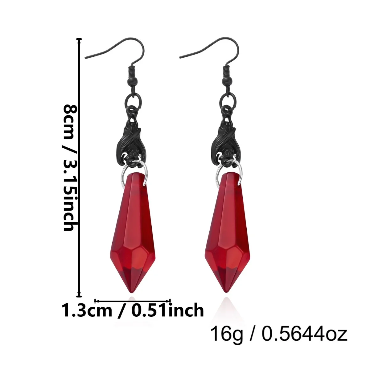 Halloween Schwarze Rote Fledermaus Wassertropfen Kristall Quasten-Ohrringe für Frauen Männer Gothic Cosplay Fledermausflügel Tier-Ohrring Schmuck – Detail 34